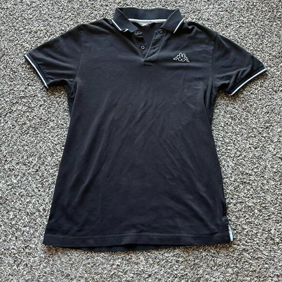 Kappa Other - Kappa Black Polo Shirt Womens Med Grunge Embroidered Punk Alternative Slim Fit